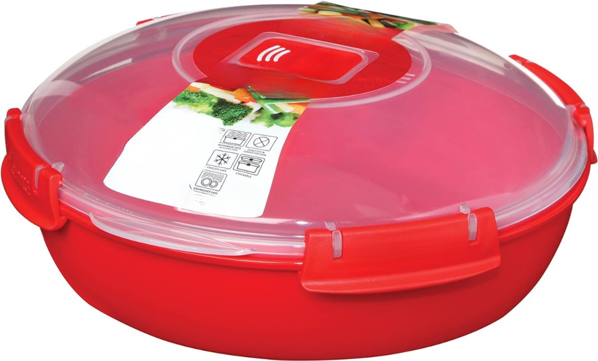 Florixa® Magnetron Bakjes met Deksel - Magnetron Bakjes - Magnetron Bord met Deksel - Rood - 23cm x 21cm x 8cm; 0.2 kg