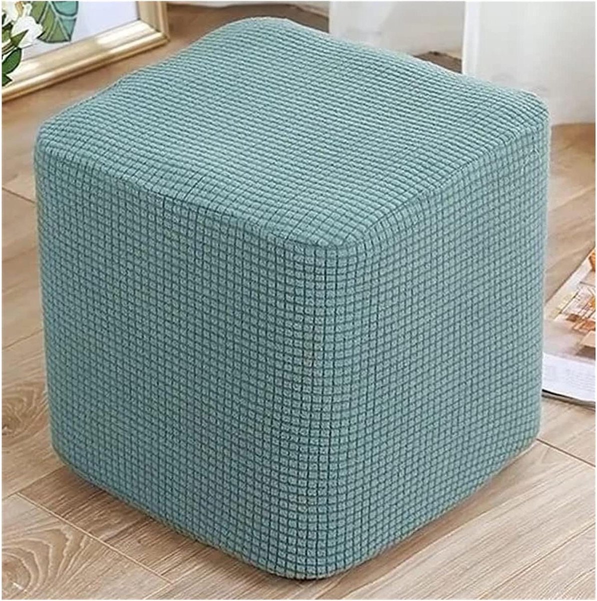 Poef Hoes - Voetenbank Beschermer - Meubels Opfrissen - Geruite Stof - 35x35CM - Gekleurd