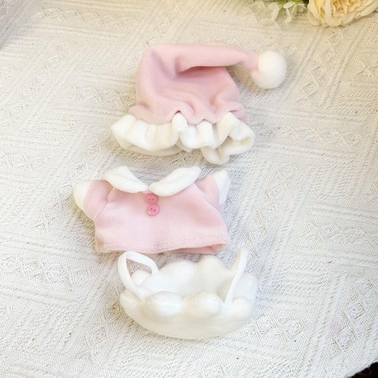 Poppenkleding Set - Poppen Outfit - Poppen Aankleden - Fijn Afgestemd - 17cm - Roze en Wit — afbeelding 5