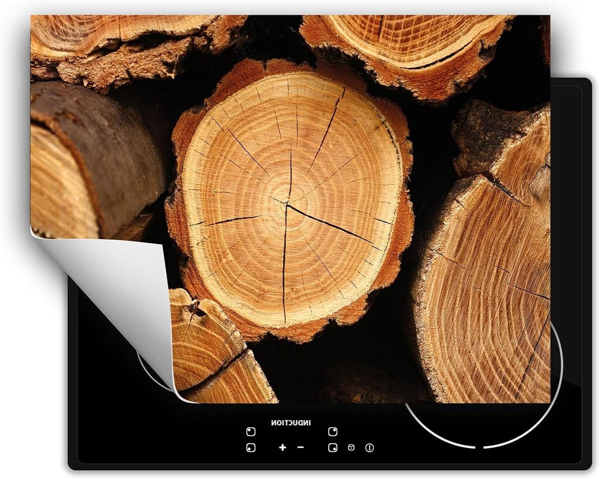 Inductie Beschermer - Kookplaat Mat - Extra Werkruimte - Vinyl met UV-print - 80x52 cm - Hout