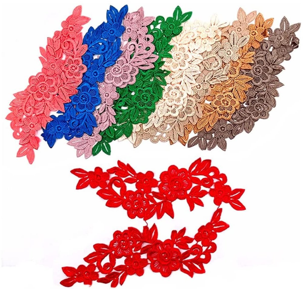 Lace Appliques Bloemen Borduurpatches voor Kleding - DIY Craft Accessoires - Roze