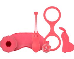 Erotische Geschenkset - Seksspeeltje - Koppels - Erotiek - Masturbator Sleeve - Oogmasker - Vinger Vibrator - Dobbelstenen - Handboeien - Vibrerende Kegelballen - Unisex - Roze - FeelzToys - You & Me