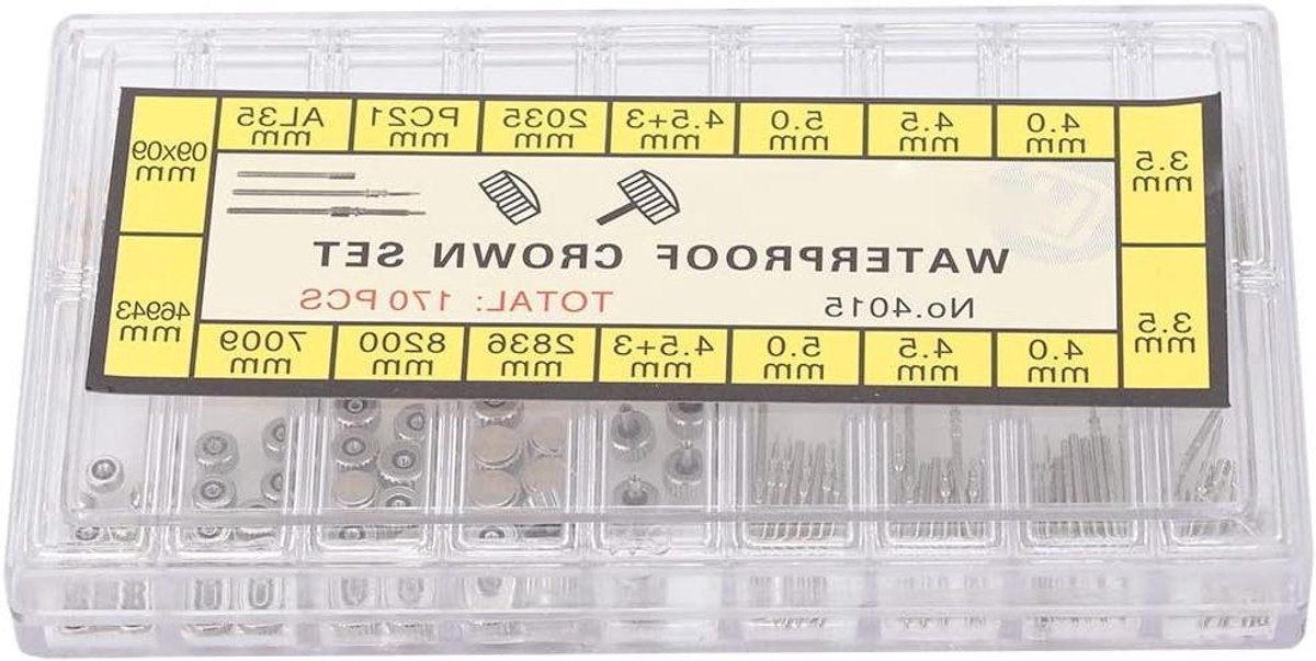 Horloge Reparatie Set - Veerpennen Kroontjes - Horloges Onderhouden - Roestvrij Staal - Diverse Maten - Zilverkleurig