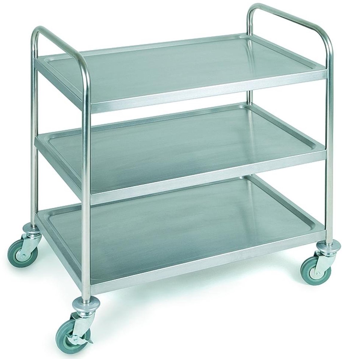 APS-Germany® Professionele Horeca Serveerwagen op wielen - 3 plateaus - RVS - Serveerkar – Transport-/Serveerwagen Roltafel - Keukentrolley - 91x59x93 cm