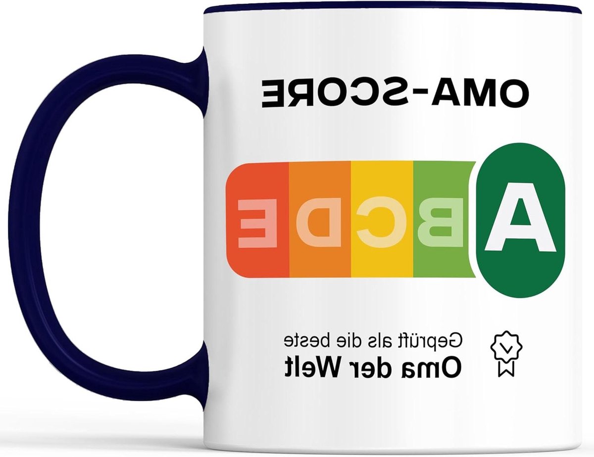 Mok Beste Oma - Koffiemok Spreuk - Cadeau Idee - Vaatwasmachinebestendig - 330 ml - Wit-Blauw