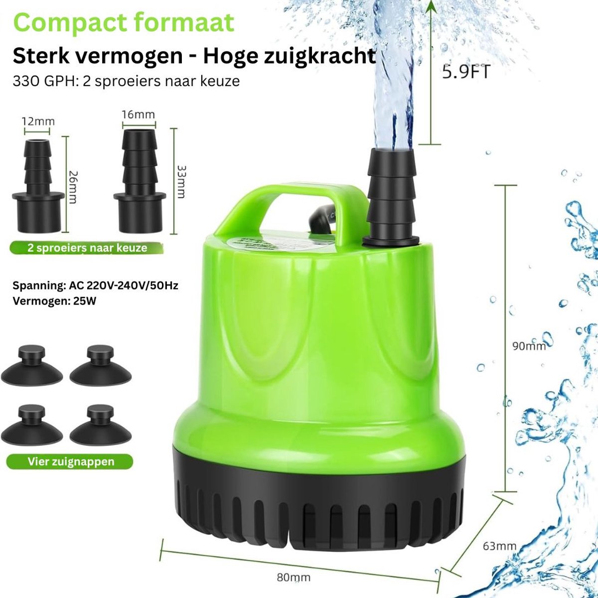 HEZIVO® Regentonpomp - Bewateringspomp Regenton - Tuinpomp - Dompelpomp - 20 W - 1200 l/u – foto 6