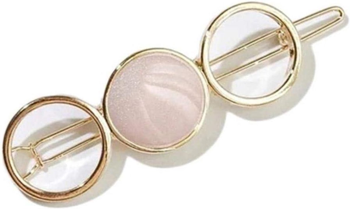 Metalen Haar Clip - Ronde Spelden - Haar Styling - Gedeeltelijk Hol - 7x2cm - Beige