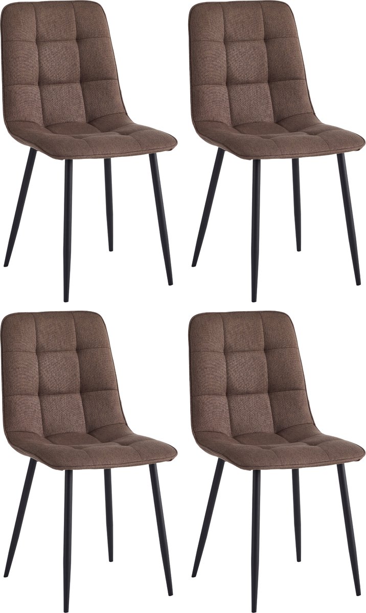 Colenis Ela Eetkamerstoel - Set Van 4 - Bruin - Linnen - Design