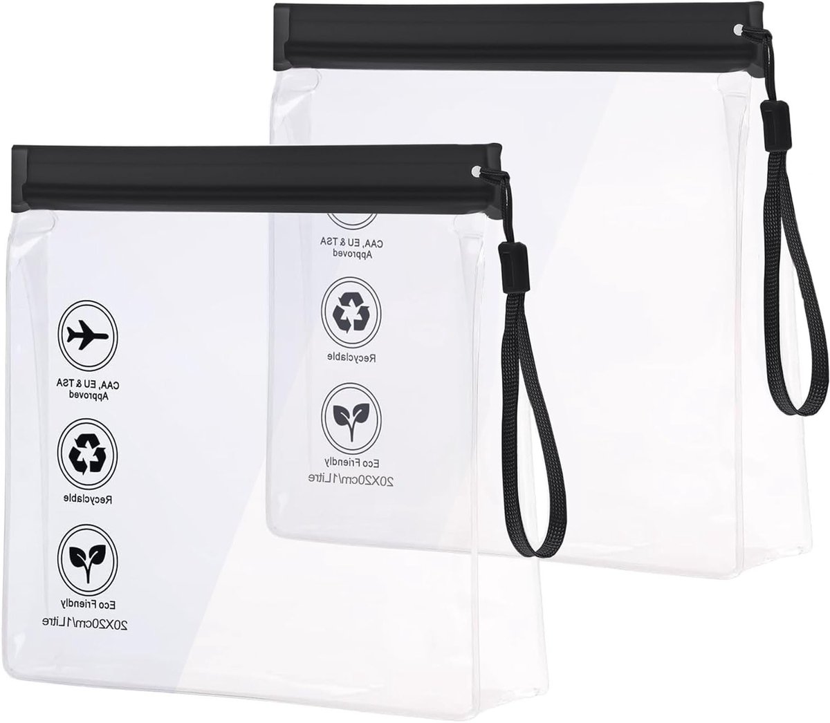 Transparante Reistassen voor Vloeistoffen, TSA Goedgekeurde 20 x 20 cm Make-up Tas voor Handbagage, Ideaal voor Vakantie en Reizen met Mannen en Vrouwen