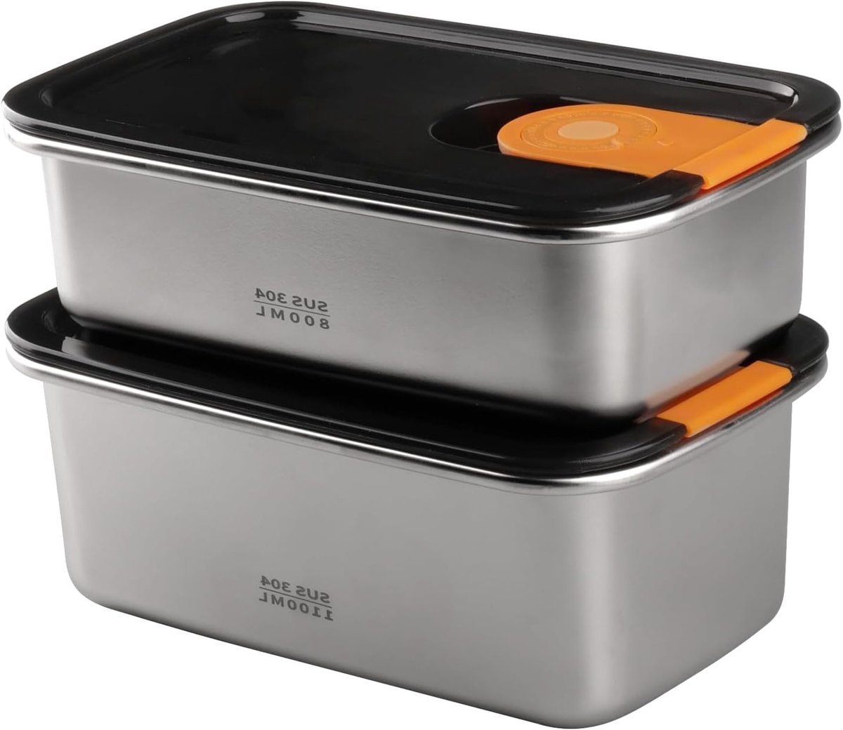RVS lunchbox met lekvrije afdichtingen, ontbijtbox met compartimenten, 2-pack.
