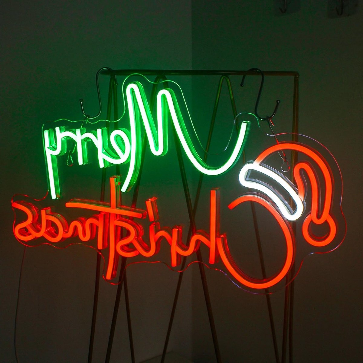 Merry Christmas Neon Sign met Kerstmuts - LED Neon Licht voor Feestdecoratie, Kinderkamer