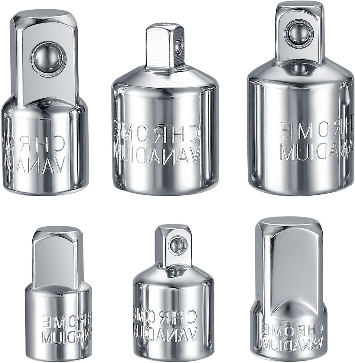 Adapter Set van 6 Stuks voor Steeksleutel, Verlengstukken en Moer, 1/4 Inch tot 1/2 Inch, Universele Socket Adapter voor Kluswerk en Onderhoud
