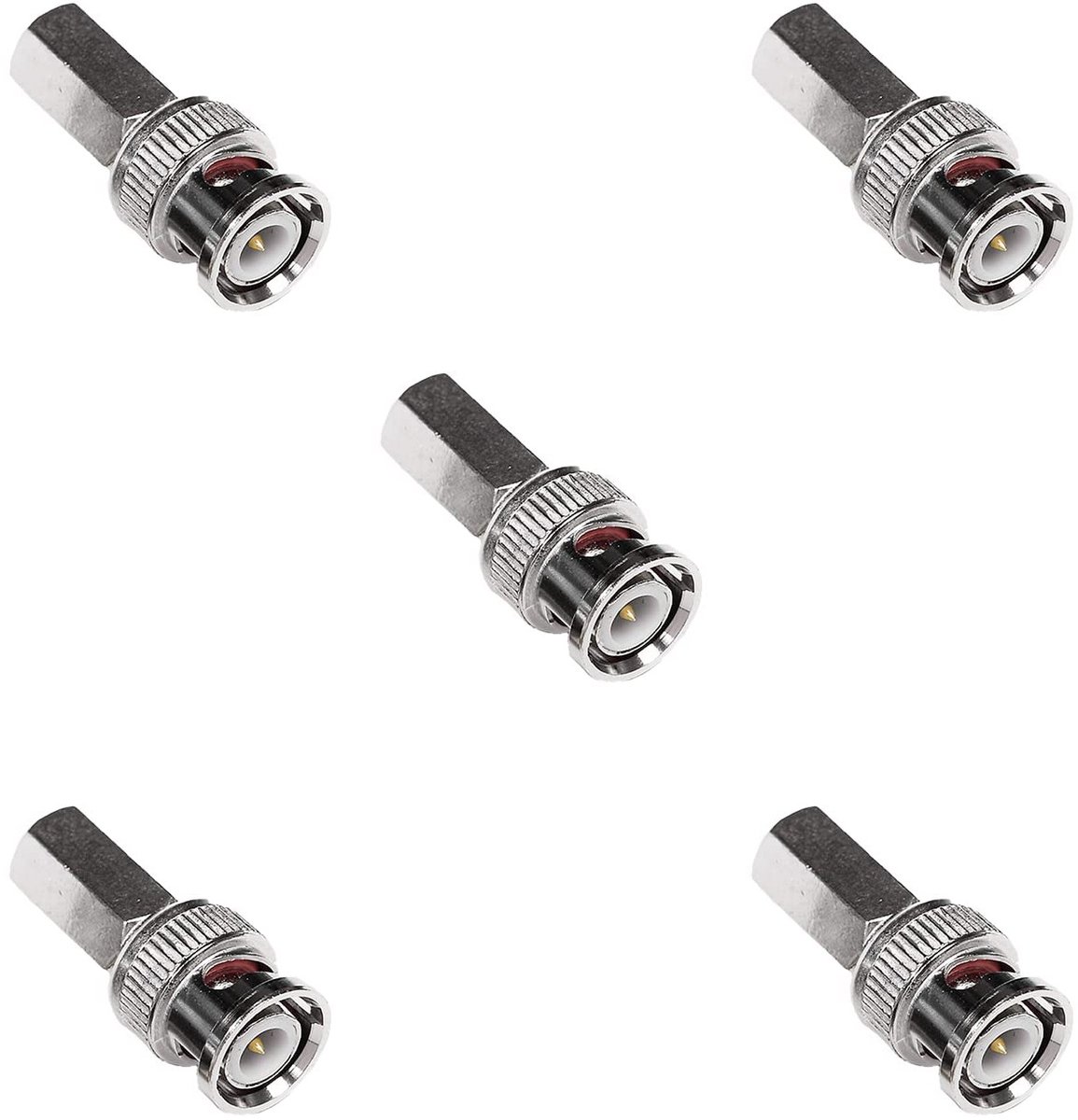 BNC Plug RG59/RG6 Adapter voor CCTV en Video, Coaxiale Kabelverbinding met Messing Pin, 5 Stuks, Geschikt voor SDI en Beveiligingscamera's
