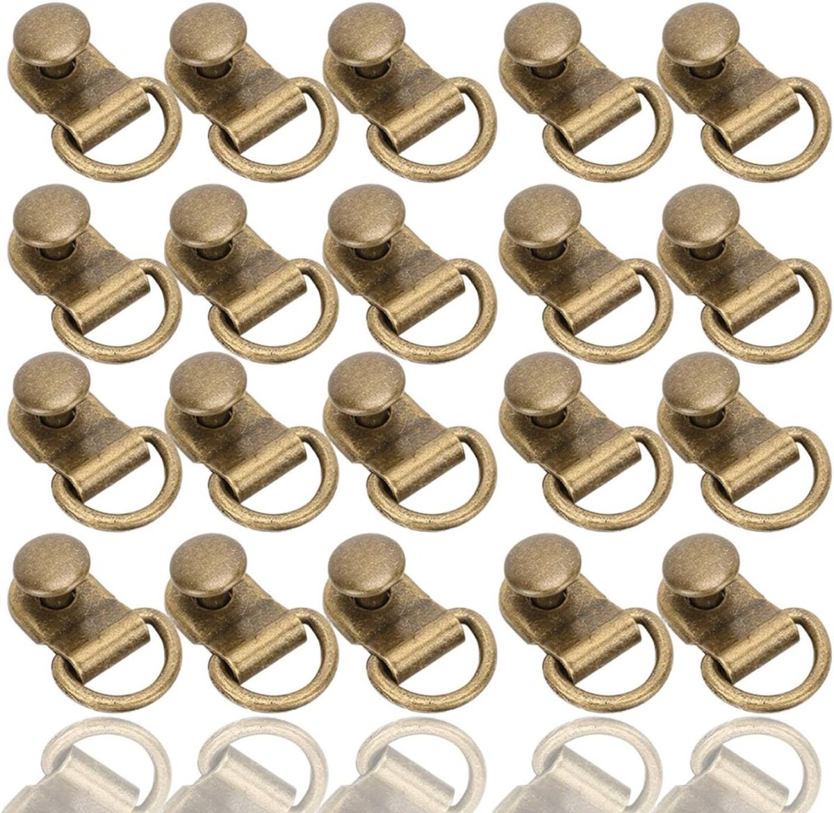 100 Sets D-Ring Schoenveters Haken, 9x14mm Messing Veiligheidsgespen voor Laarzen, Ideaal voor Reparatie en Hiking Schoenen met Rivets