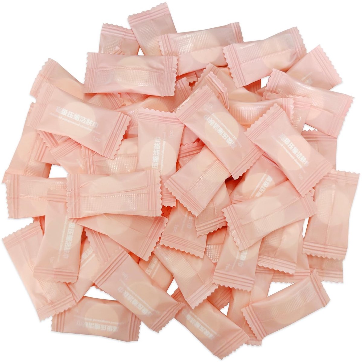 MTTproducts - Gecomprimeerde katoenen handdoeken - Mini-gezichtsreinigingsdoekjes - Draagbaar en praktisch - Roze - Reishanddoeken - Geschikt voor volw...