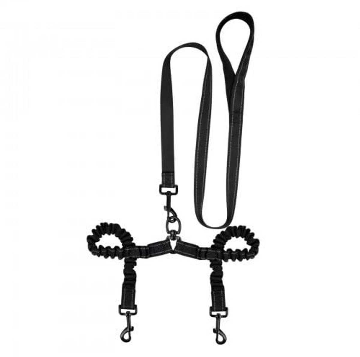MTTproducts- Hondenriem Dubbel voor 2 Honden - Reflecterende Hondenriem - Schokabsorberend - Antiwikkelen - Duurzaam Nylon - Comfortabel Handvat - Dub