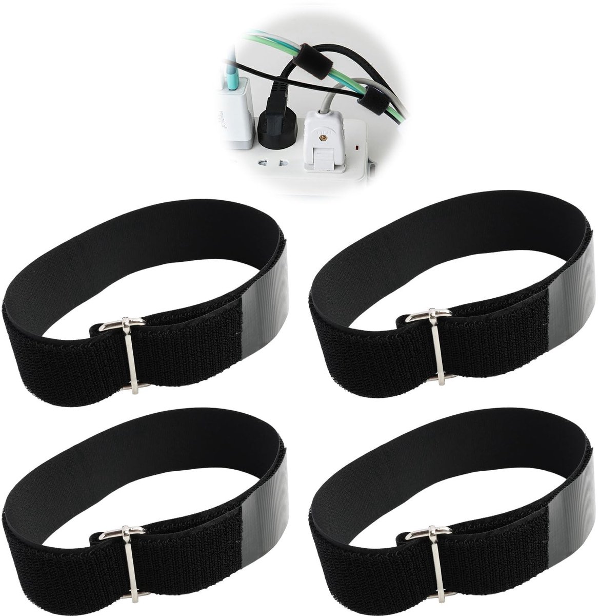 NTH products- Klittenbandbanden 50 cm - Extra breed - Antislip - Elastisch - Veiligheid - Siliconen punten voor goede grip - Kabelbinders