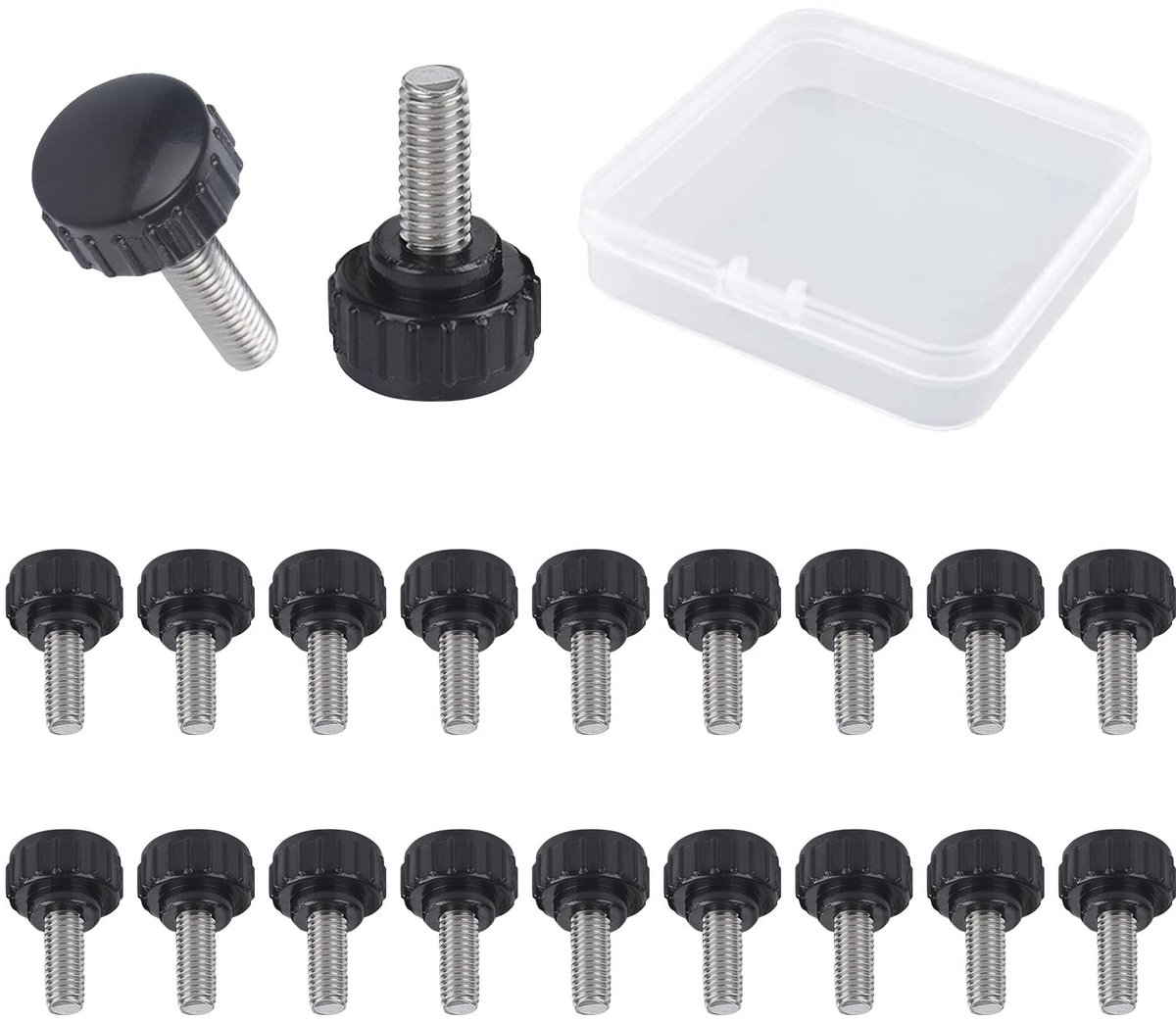 MTTproducts- Duimschroef 20 Stuks - Gekartelde Knoppen - M3 x 8 mm - Hoogwaardig Staal - Rubber Ronde Kop - Corrosiebestendig - Schroefknop