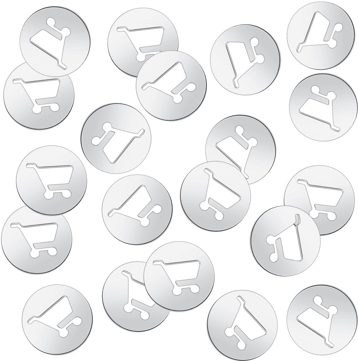 MTTproducts- Boodschappentrolley - 20 Sets - Roestvrij Staal - Winkelwagenmunten - Tokenwagenopener - Draagbaar - Lichtgewicht - Winkelwagenchip