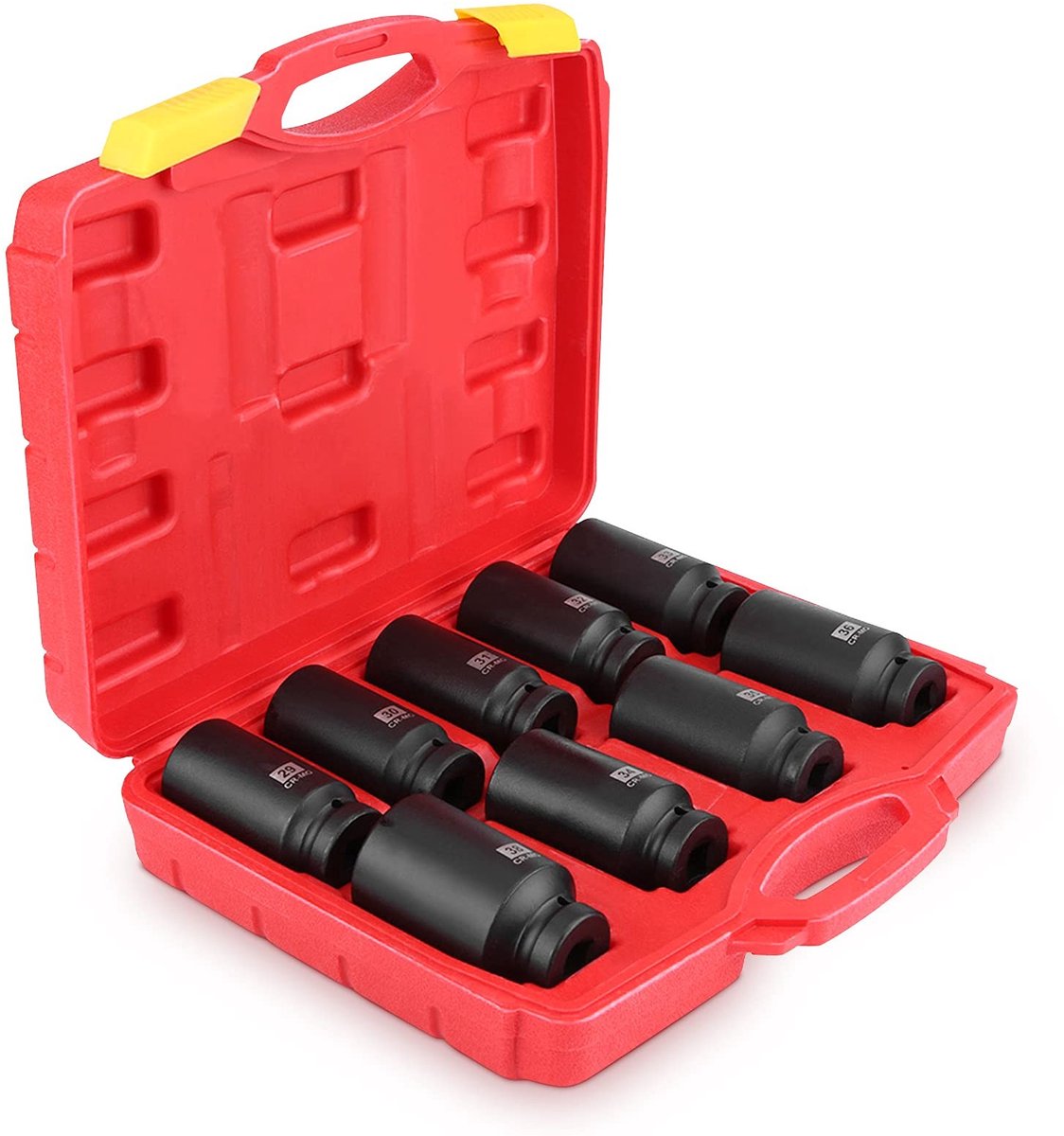 MTTproducts- Moersleutelset 9-delig - 1/2 Inch Aandrijving - Hex Moersleutels 29/30/31/32/33/34/35/36/38 mm - Chroomstaal - Professioneel Gebruik - Steeksleutel