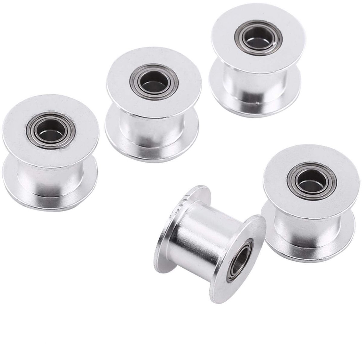 MTTproducts- Spanrol 10 mm breed - 5 stuks - Aluminiumlegering - Glad zonder tanden - 3D-printeraccessoire - Buitendiameter 18 mm - Katrol
