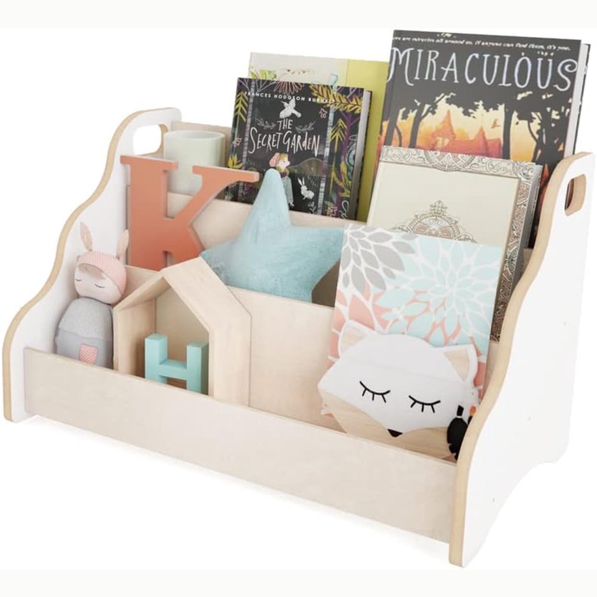 QUOVO® Kinderboekenkast - Boekrek Kinderkamer - Kinderboekenrek - Wit - 28cm x 50cm x 31cm