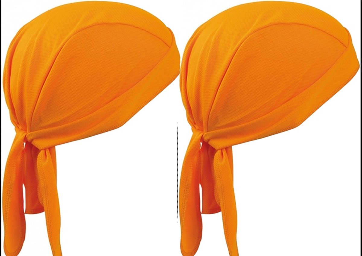 2 oranje bandana's - Oranje mutsjes - Hoofddoekjes - 2 stuks - Oranje - One size - Unisex - CHPN