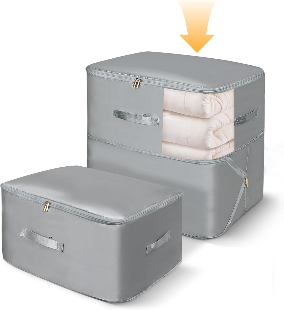 Set van 2 Grote Opbergzakken met Ritssluiting voor Dekbedden, Kussens en Kleding - Compressie Opslag
