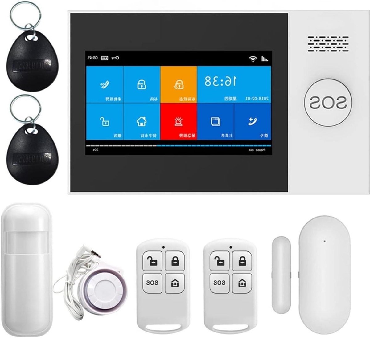 Draadloos Huisalarm - Beveiligingssysteem Wifi - Thuisbeveiliging - App Bediening - 4.3 Inch Scherm - Zwart