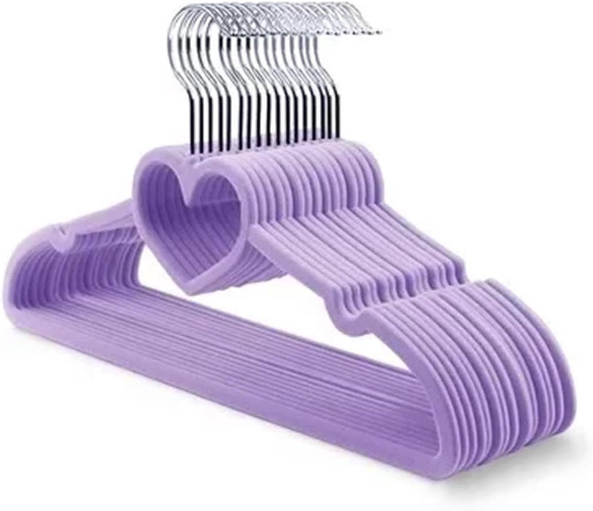 Fluwelen Kleerhangers - Antislip Hangers - Kleding Opbergen - Draaibare Haak - 10 Stuks - Paars
