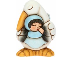 Geboorte Figuur Ooievaar met Kind - Keramische Decoratie voor Pasgeborene - Baby Announce Cadeau