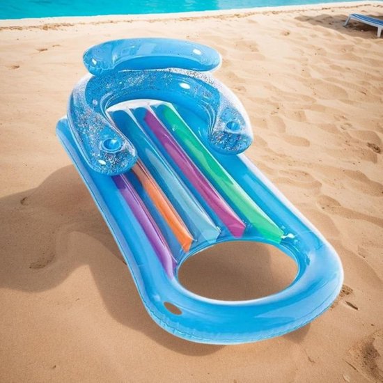 Opblaasbare Drijvende Stoel - Zwembad Vlotter Lounger - Ontspannen op Water - Dubbel Opbergsysteem Bodem - 150x75 cm - Transparant — afbeelding 2
