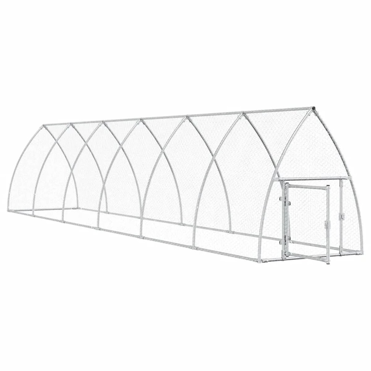 Archi Buitenkippenhok van Gegalvaniseerd Staal – Ruime Kippenren met Veiligheidsdeur voor Kippen, Eenden, Konijnen en Ganzen - 600 × 105 × 120 cm