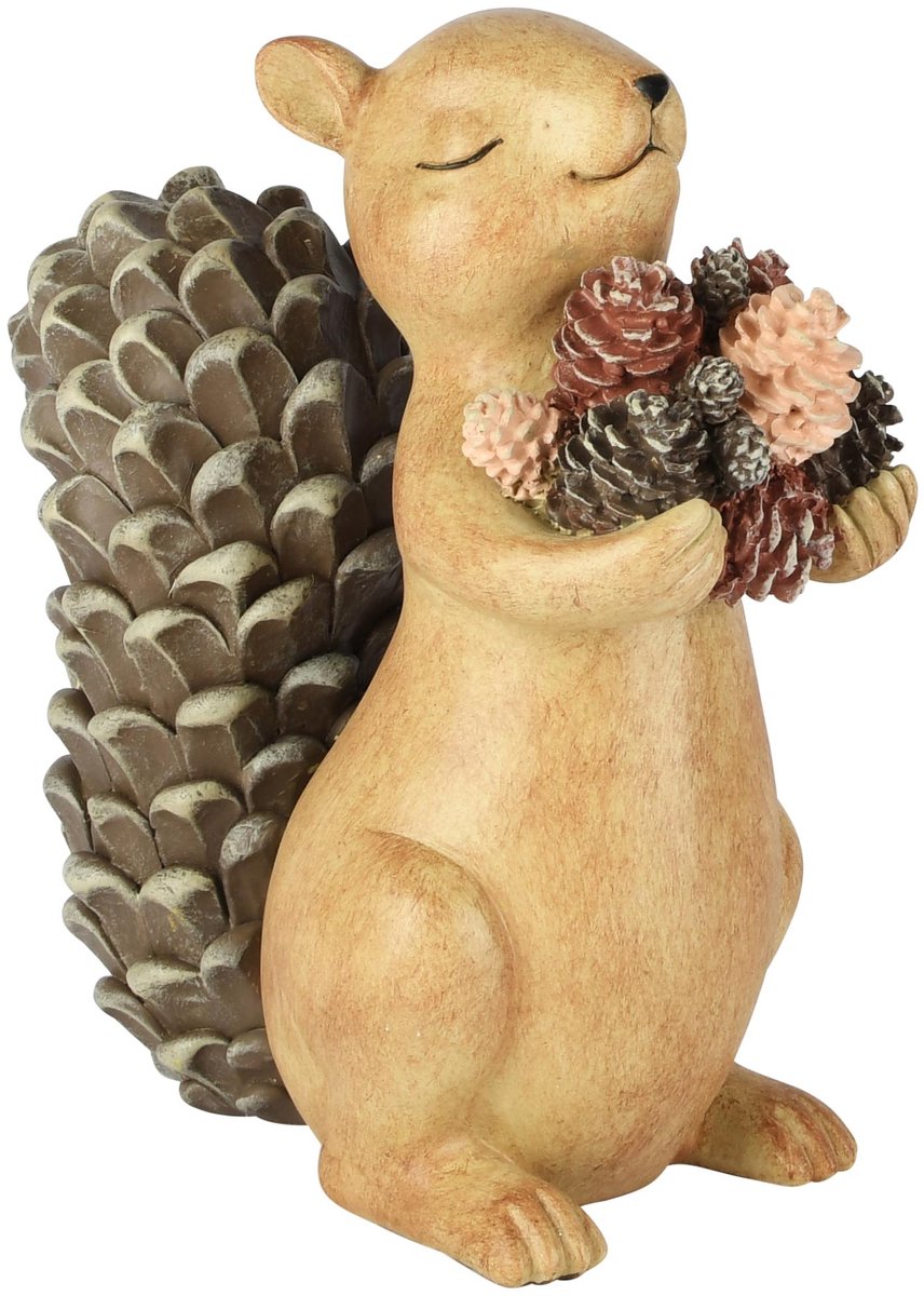 dekoratief Eekhoorn m/dennenappels, bruin, resina, 18x11x20cm | A265687