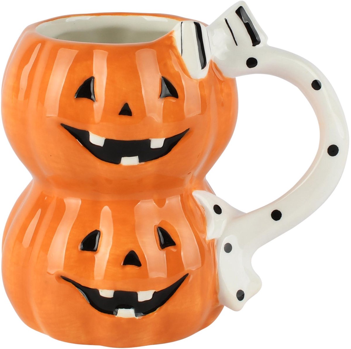 Dekoratief | Mok halloweenpompoenen, oranje, keramiek, 13x9x12cm | A265370