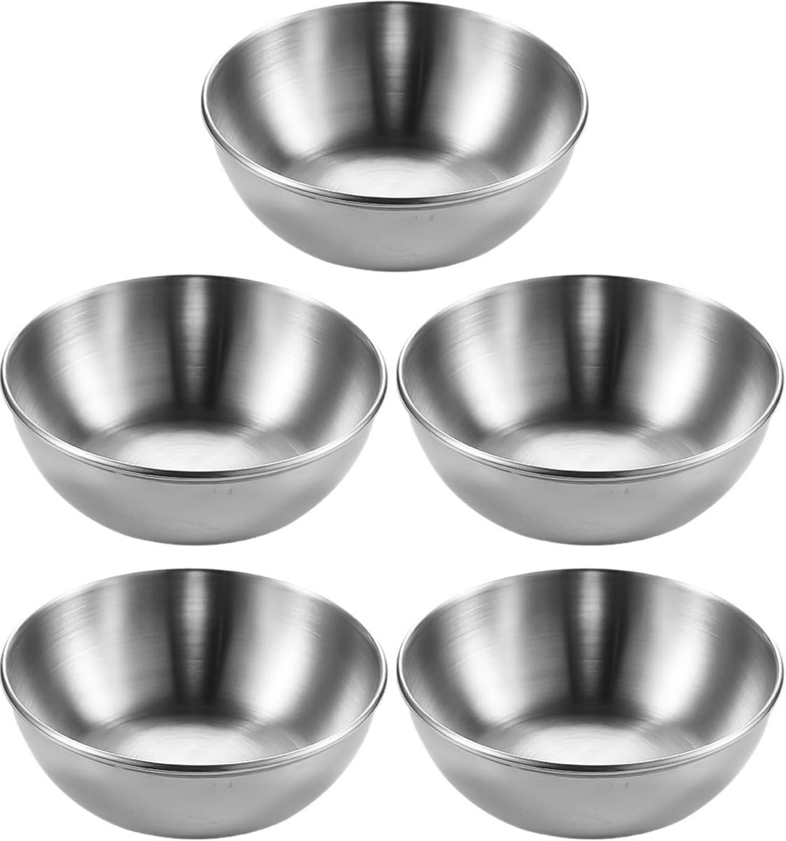 Set van 5 roestvrijstalen kommetjes, mini chipskommetjes en sauskommetjes