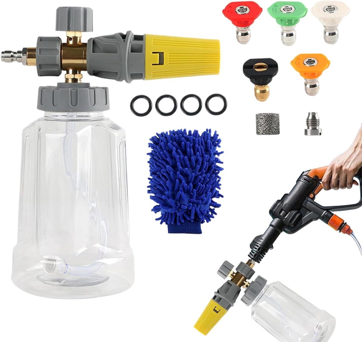 Schuimkanon - Zeepdispenser - Auto's Wassen - Ergonomisch Ontwerp - 1 Liter - Transparant
