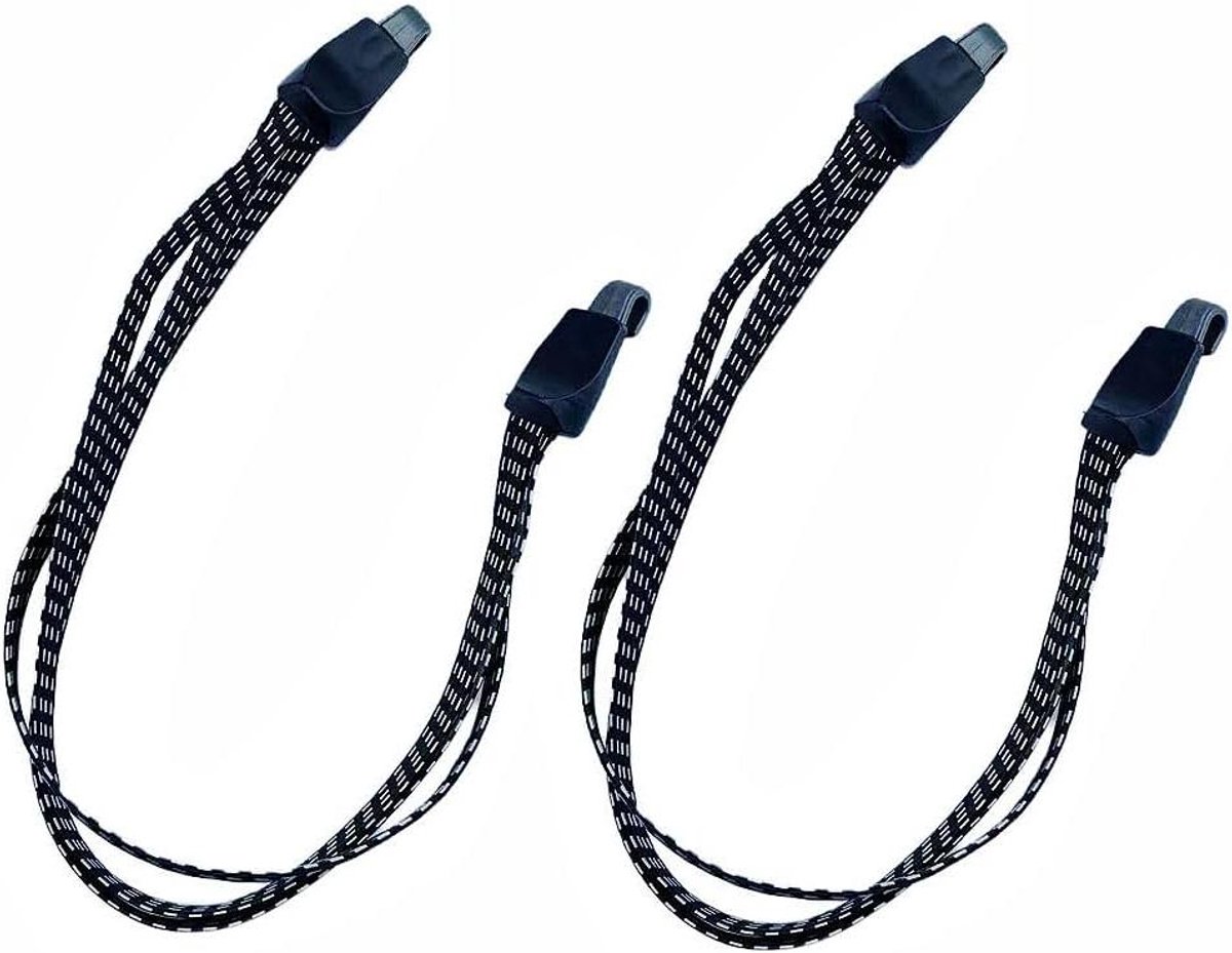 Bagagebanden met Haken - Spanbanden Elastisch - Bagage Vervoeren - 3-in-1 Haakontwerp - 45 cm - Zwart Wit