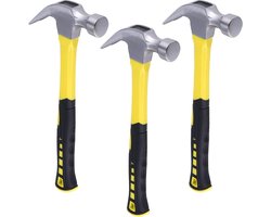 MANCHAP 3 Pack 16oz Klauwhamer, Fiber Glass Claw Hammer, Eendelig Gesmeed Stalen Hoofd & Antislip Handvat voor Huishoudelijke Automobiel Professioneel Werk