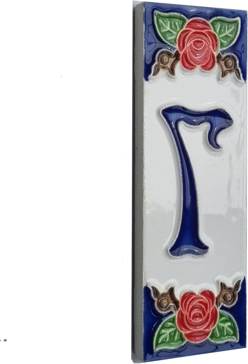 Huisnummer Tegel - Keramiek Nummer - Huis Identificatie - Handgeschilderd Design - 15 cm - Rood