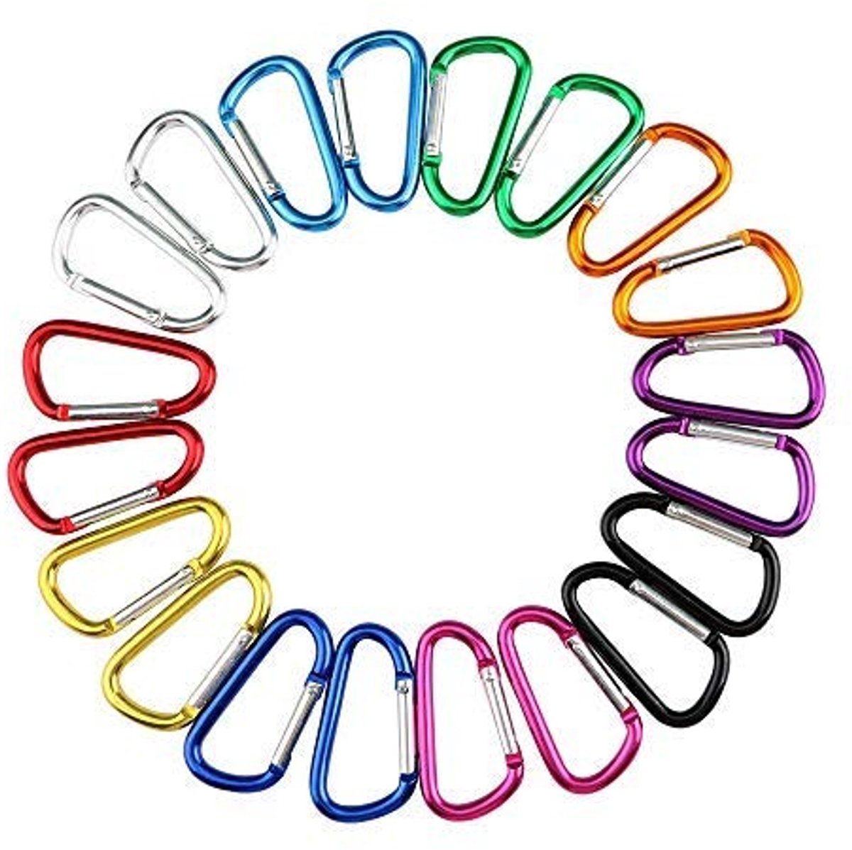 Cosensi- Karabijnhaak Mini 5cm - 20 Stuks - Aluminium Sleutelhanger - Multifunctioneel - Vergrendelen - 10 Kleuren
