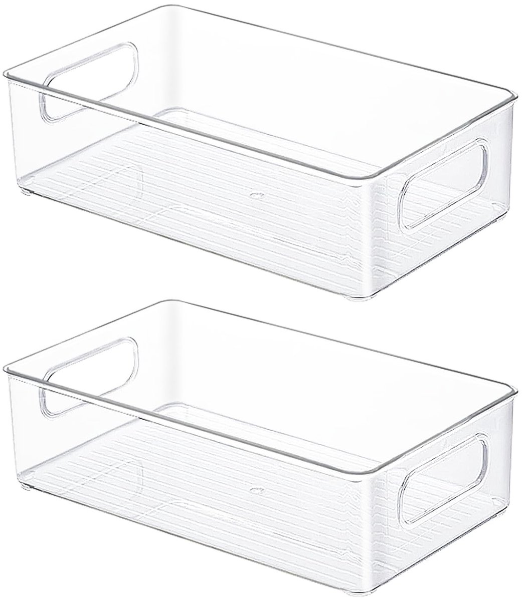 Cosensi- Koelkast Organizer Set van 2 - Stapelbare Koelkast Bakjes - BPA-vrij - Opbergbak - Transparant - 25 x 14 x 7 cm - Koelkastbak