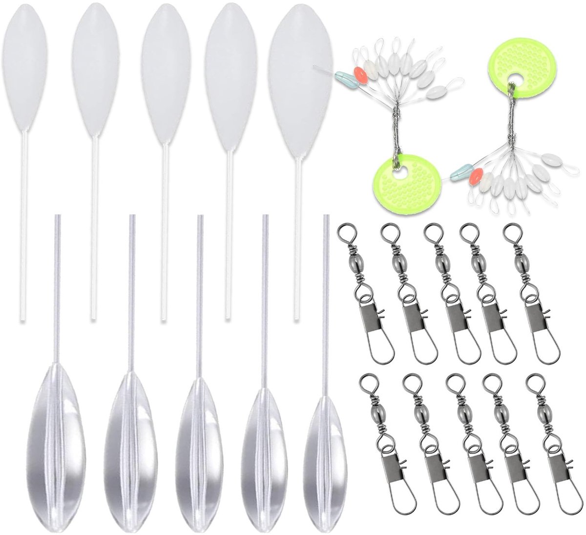 Cosensi- Casting Bobber 38 Stuks - Rubber Visdobbers - Inline Float - Terminal Tackle - 6g/8g/10g/15g/20g - Niet Schadelijk voor Vislijn - Visdobber