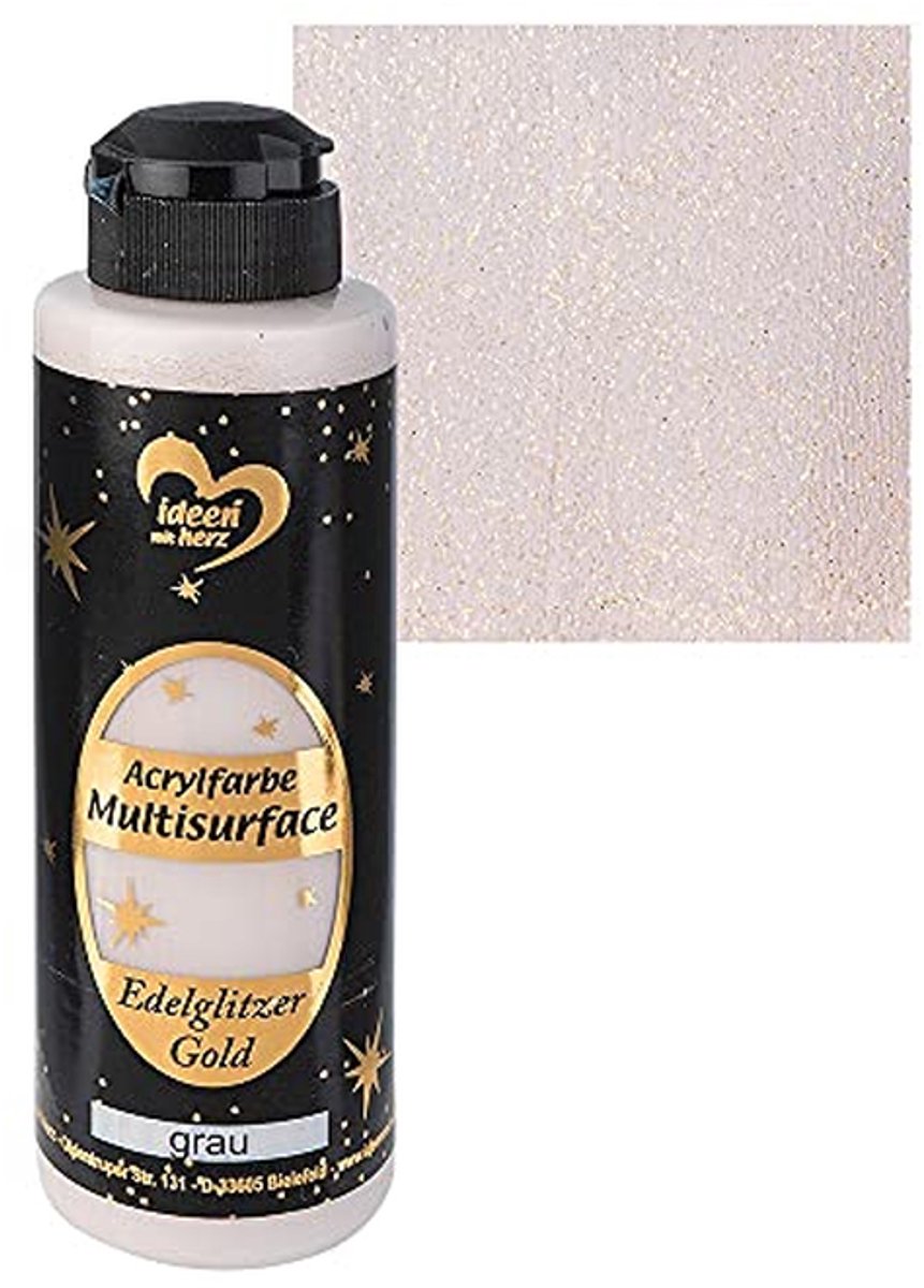Acrylverf Multisurface met Gouden Glitter - 180 ml - Waterbasis Voor Hout, Glas, Keramiek en Meer