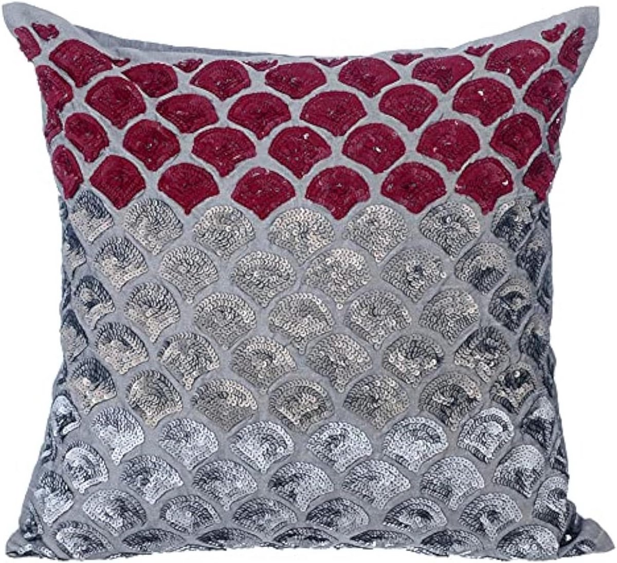 Set van 2 Decoratieve Sierkussenshoezen Grijs Zijde Ombre 60x60 cm - Handgemaakt