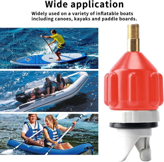 Pomp Adapter Set - Paddleboard Adapter - Watersport Accessoire - 4 Ventiel Sproeiers - Compact Ontwerp - Oranje — afbeelding 4