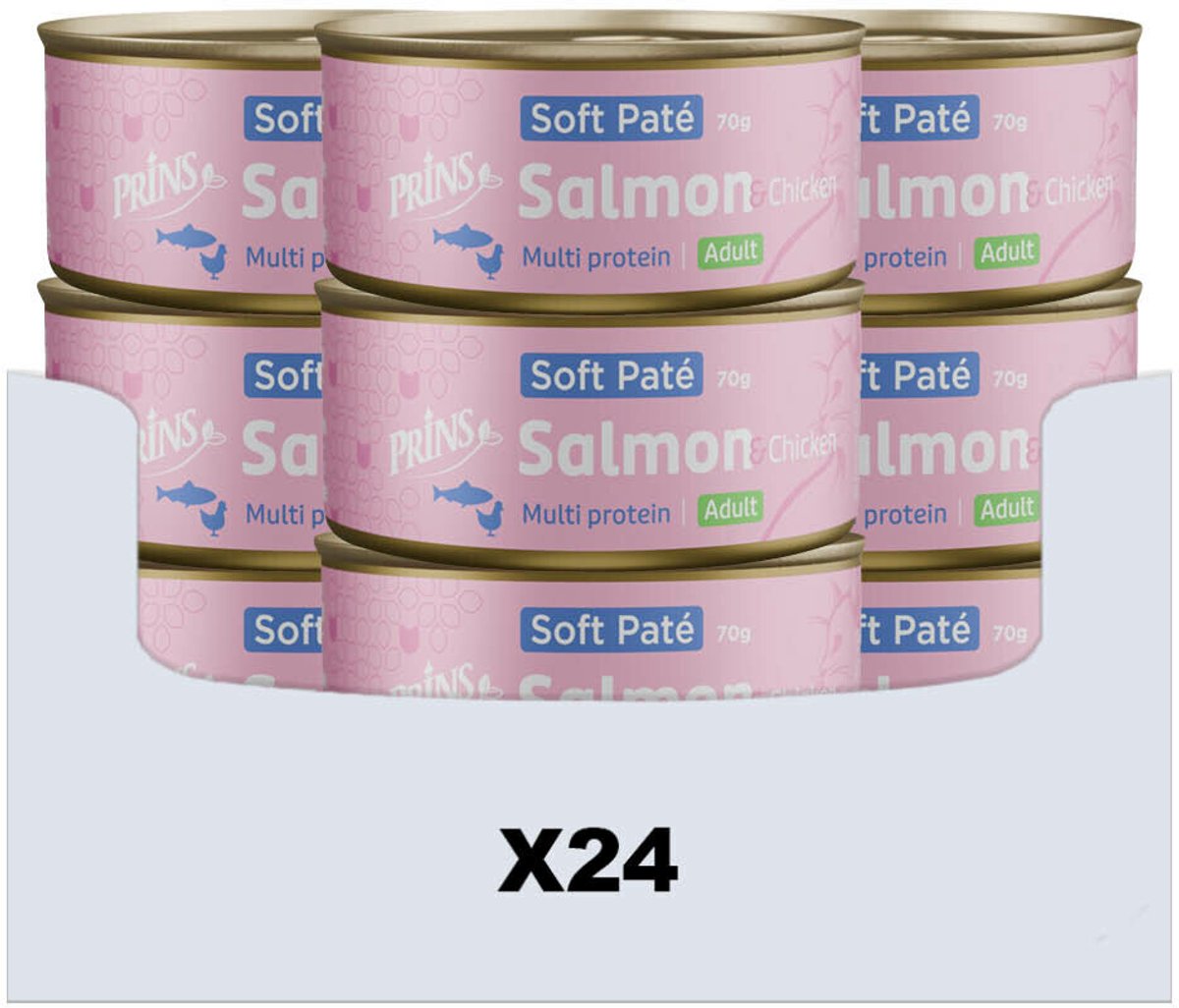 Prins Prins Soft Paté Kattenvoer - Zalm & Kip - Graanvrij - 24x70g