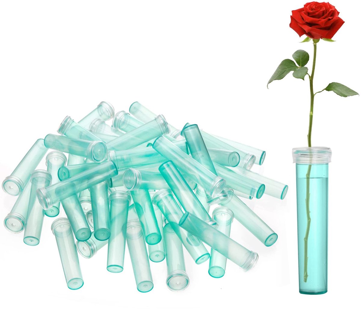 Dailygoods - Dailygoody - 100 stuks bloemen waterbuizen - doorzichtige plastic waterflesjes - met rubberen deksels - ideaal voor bloemen - 2,8 inch - perfect voor ...