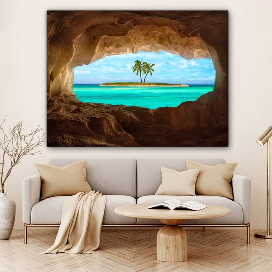 Peintures sur Toile - Paradis Tropical aux Caraïbes - 160x120 cm - Décoration murale XXL