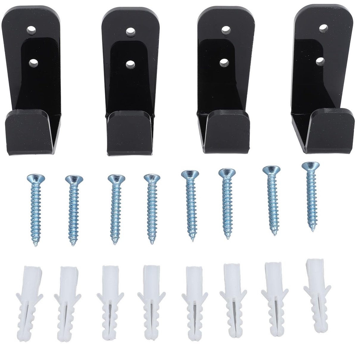 Dailygoods - Dailygoody - Hockeystickhouder - Wandmontage - Zwart Acryl - Hockeystickrekbeugel - Voor Clubbar Garage-opslagorganisator - 4-delige set